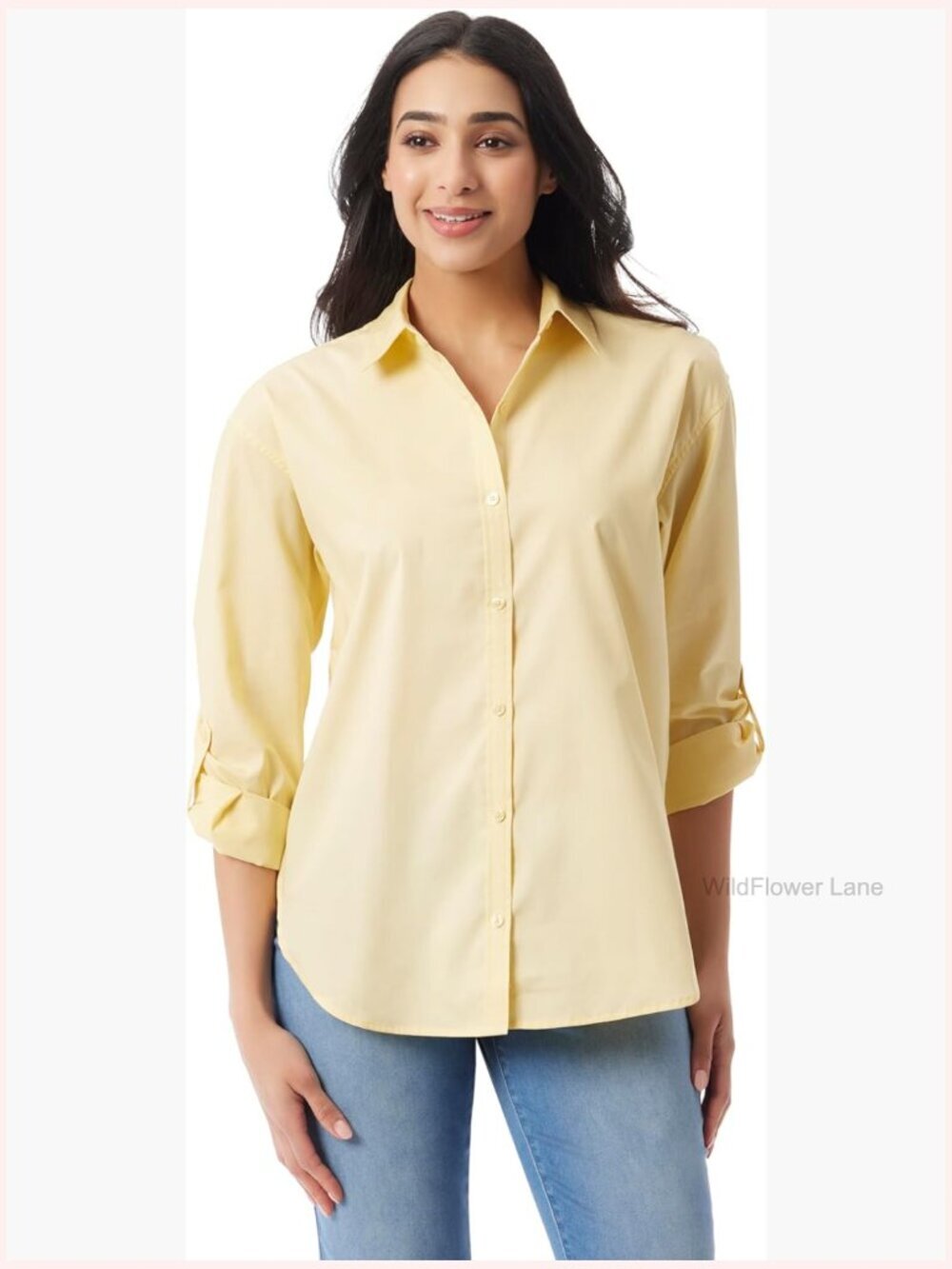 Oversized Button Down Shirt with Roll-Tab Sleeves